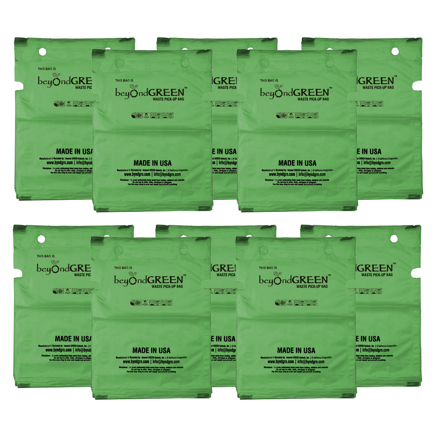beyondGREEN Dog Waste Bags – Single-Pull Dispenser Refill Pack – Made in USA, Leak-Resistant, One-At-A-Time Dispensing (100 Bags per Pack) - Doot's Pet LLC Collars For A Cause