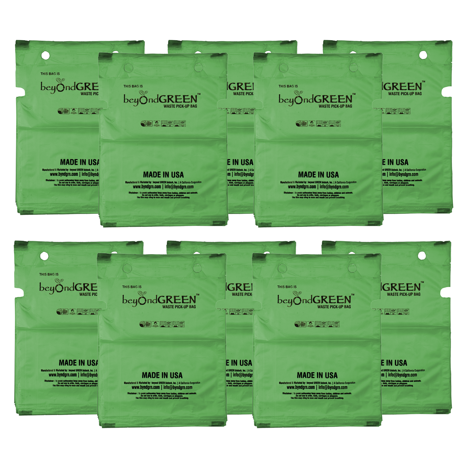 beyondGREEN Dog Waste Bags – Single-Pull Dispenser Refill Pack – Made in USA, Leak-Resistant, One-At-A-Time Dispensing (100 Bags per Pack) - Doot's Pet LLC Collars For A Cause