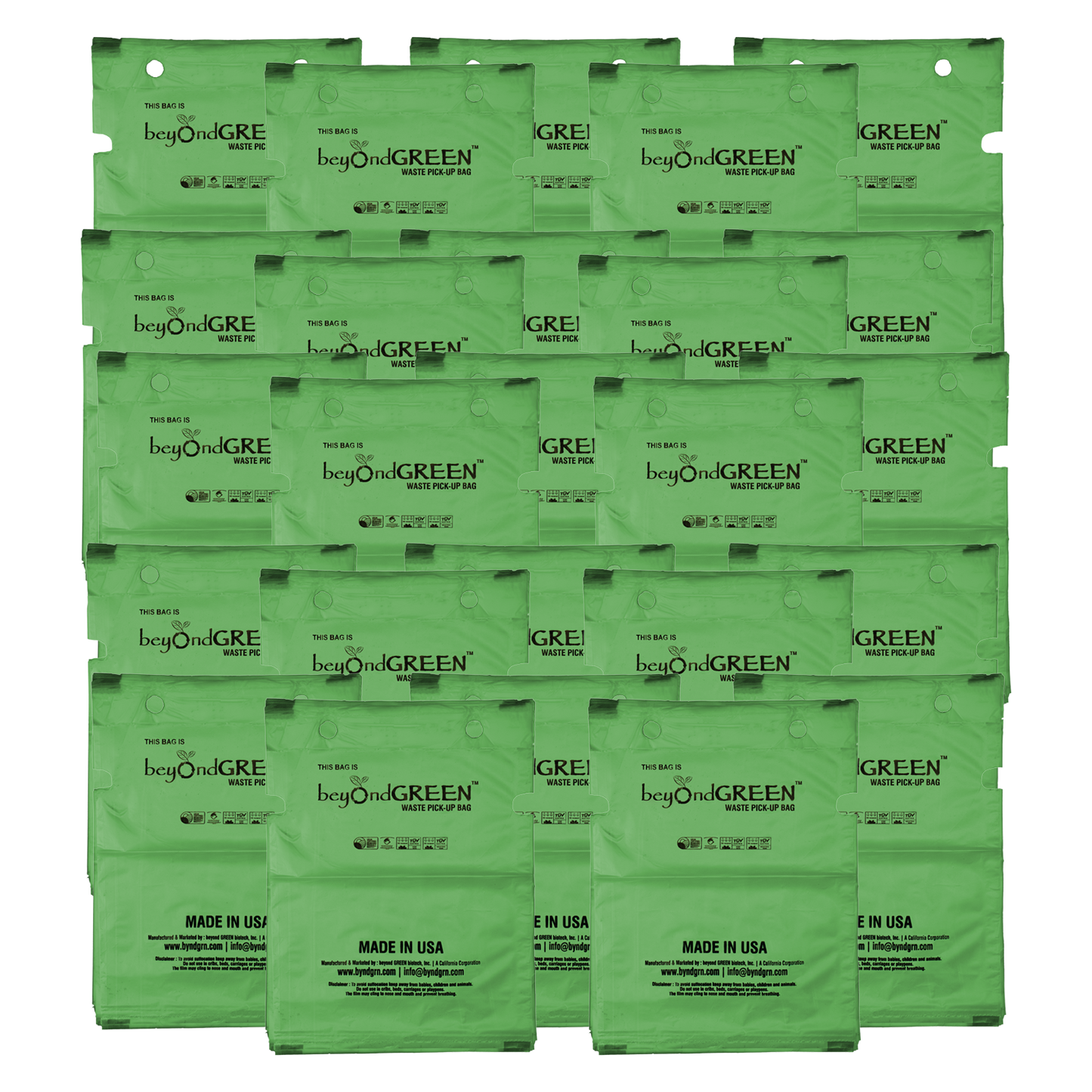 beyondGREEN Dog Waste Bags – Single-Pull Dispenser Refill Pack – Made in USA, Leak-Resistant, One-At-A-Time Dispensing (100 Bags per Pack) - Doot's Pet LLC Collars For A Cause