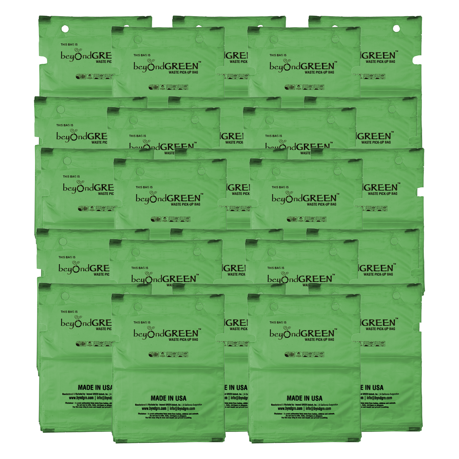 beyondGREEN Dog Waste Bags – Single-Pull Dispenser Refill Pack – Made in USA, Leak-Resistant, One-At-A-Time Dispensing (100 Bags per Pack) - Doot's Pet LLC Collars For A Cause
