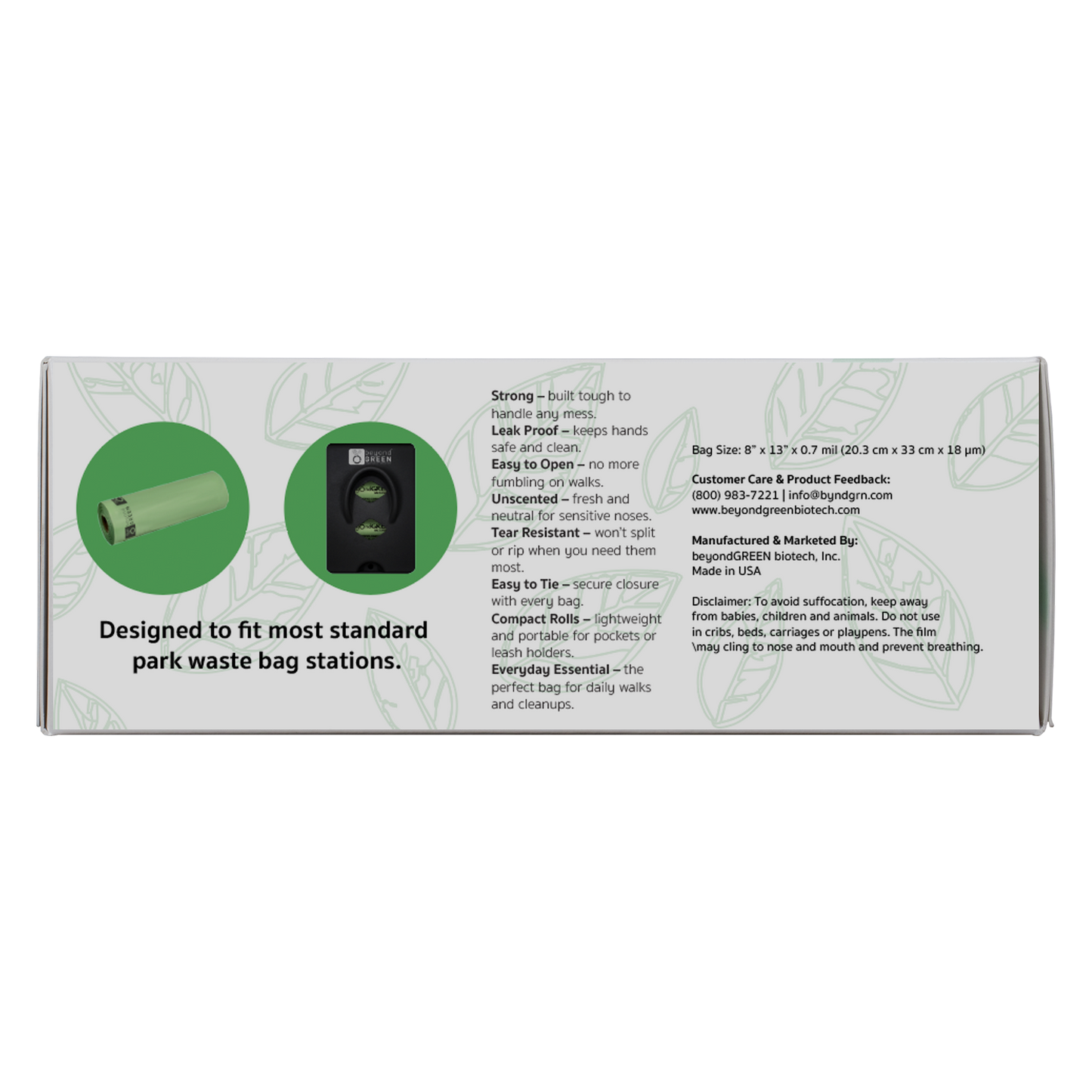 beyondGREEN Dog Waste Bags – Grab & Go Bulk Pack – 200 Bags on Roll with Core - Made in USA, Leak-Resistant, Folded Rolls - Doot's Pet LLC Collars For A Cause
