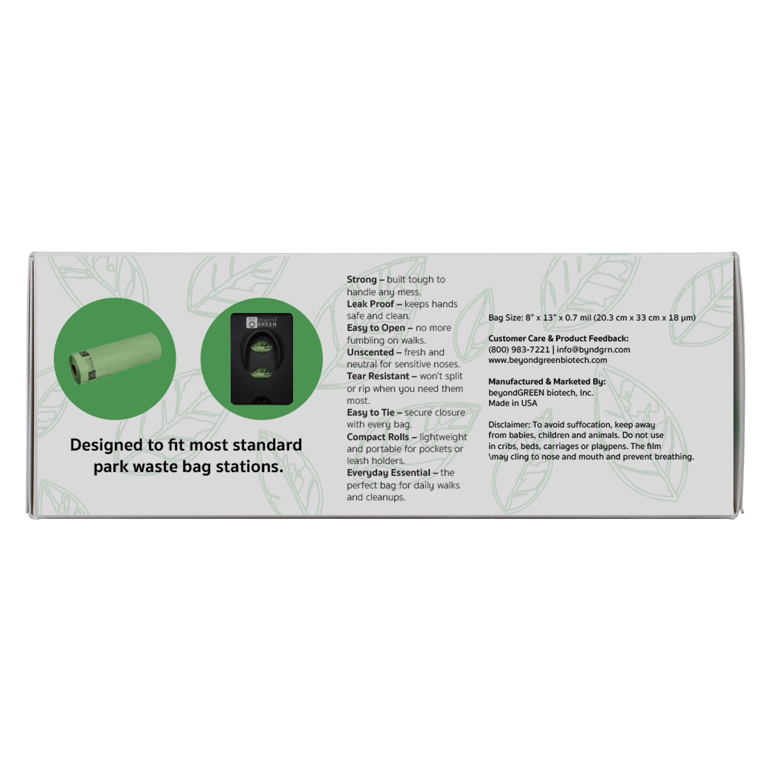 beyondGREEN Dog Waste Bags – Grab & Go Bulk Pack – 200 Bags on Roll with Core - Made in USA, Leak-Resistant, Folded Rolls - Doot's Pet LLC Collars For A Cause