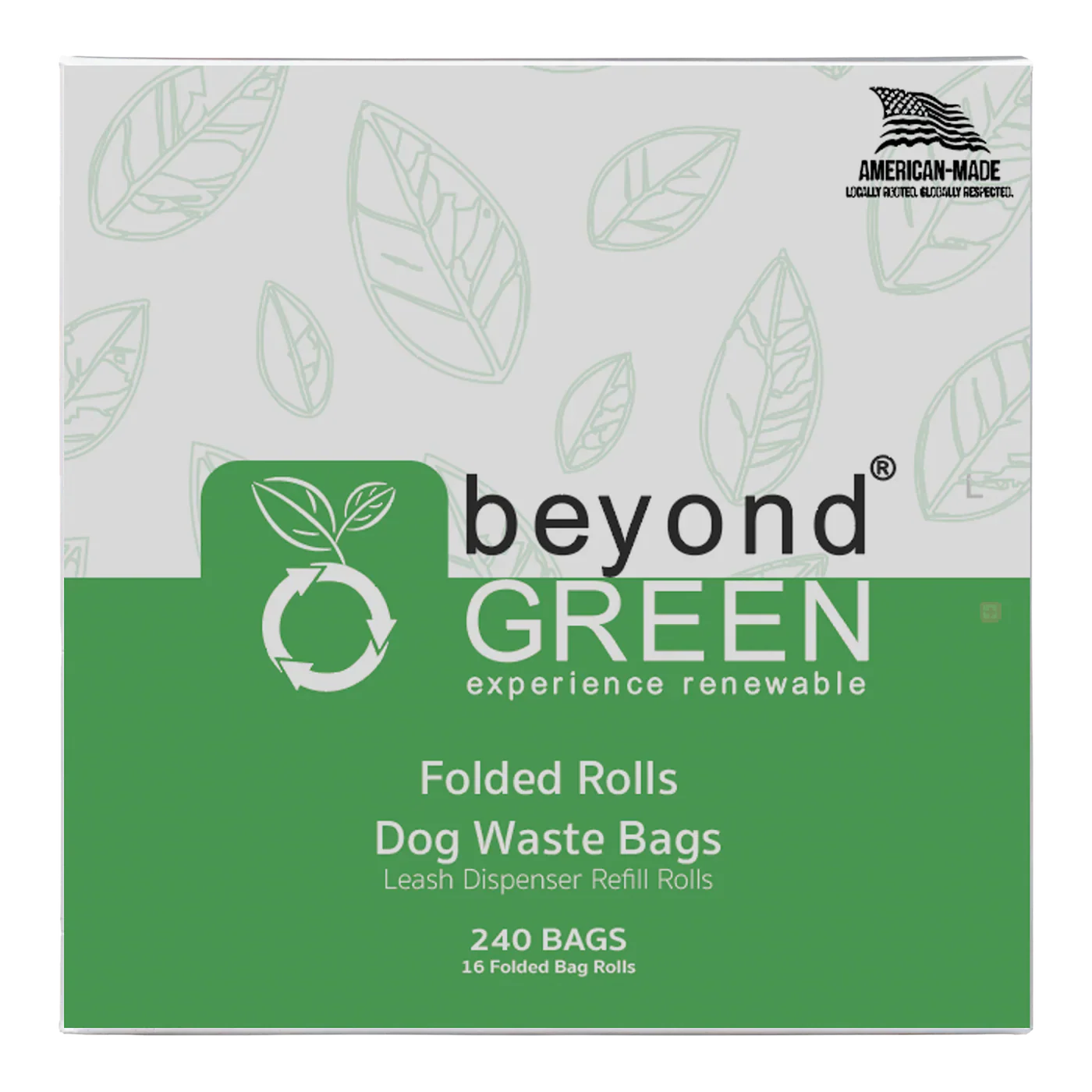beyondGREEN Dog Waste Bags – Folded Rolls – Made in USA, Leak-Resistant, Extra-Strong - Doot's Pet LLC Collars For A Cause