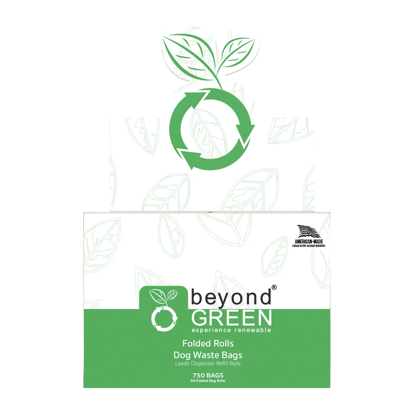 beyondGREEN Dog Waste Bags – Folded Rolls – Made in USA, Leak-Resistant, Extra-Strong - Doot's Pet LLC Collars For A Cause