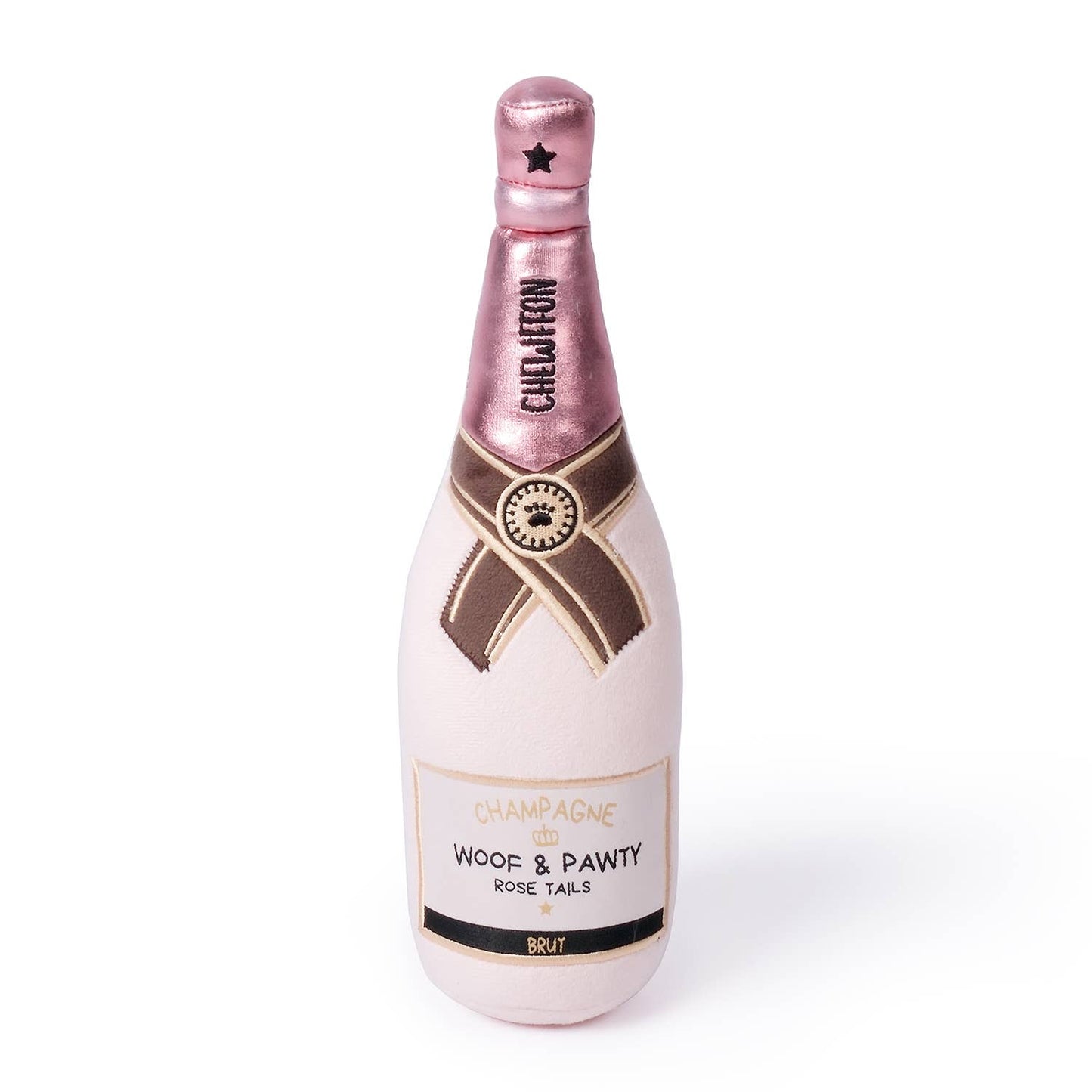 CHEWFFON - CHEWFFON Pink Champagne Bottle Plush Squeaky Dog Toy