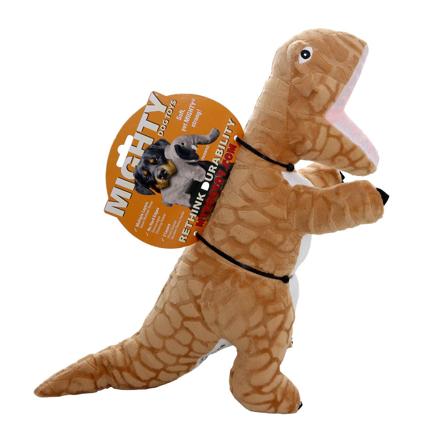 Tuffy Dog Toys - VIP Products - Mighty Dinosaur TRex, Plush, Squeaky Dog Toy - Doot's Pet LLC Collars For A Cause