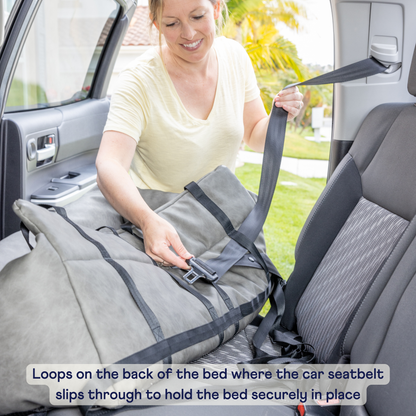 PupProtector™ Faux Leather Memory Foam Dog Car Bed - Slate Gray - Doot's Pet LLC Collars For A Cause