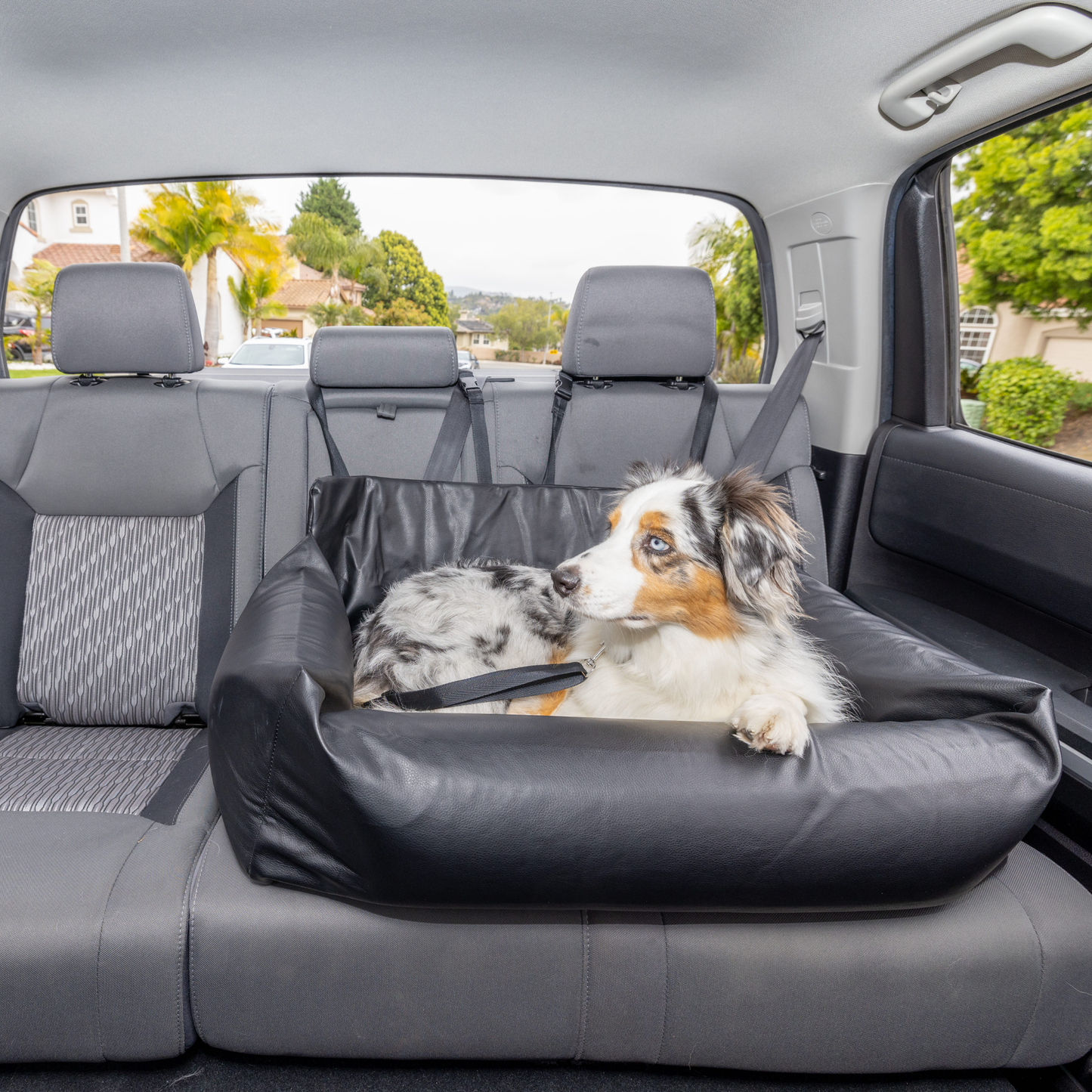PupProtector™ Faux Leather Memory Foam Dog Car Bed -  Black - Doot's Pet LLC Collars For A Cause