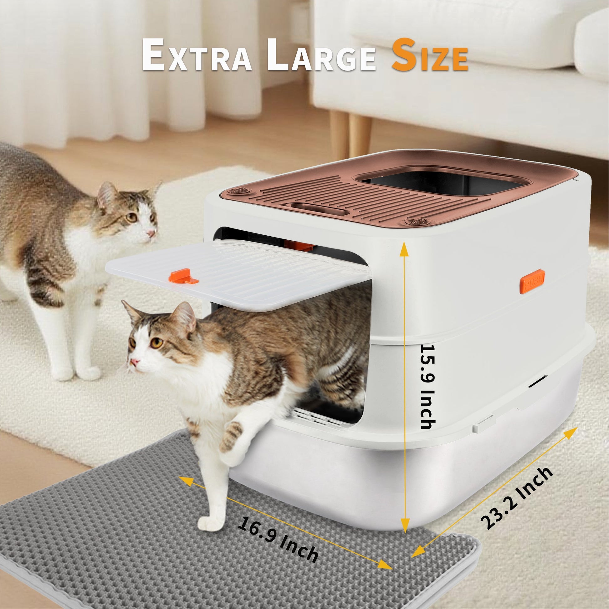 Go Fresh - Cat Litter Box - 2 Entries Hooded Cat Litter Box With Stainless Steel Base - Doot's Pet LLC Collars For A Cause