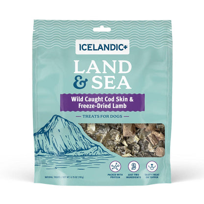 Icelandic+ - Land & Sea Cod Skin & Freeze-Dried Lamb Treats for Dogs