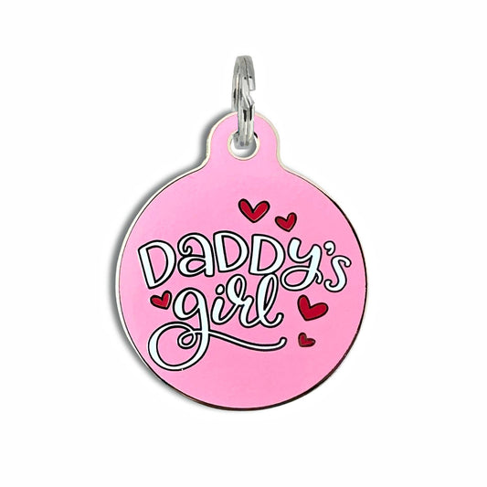 Bad Tags - Dog ID Tag with Personalized QR Code - Daddy's Girl 💕  - Engraved QR Code / Large 1.25"