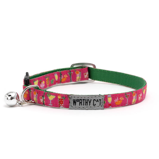 The Worthy Dog - Summer Cheer Cat Collar - Pink / One Size Fits Most