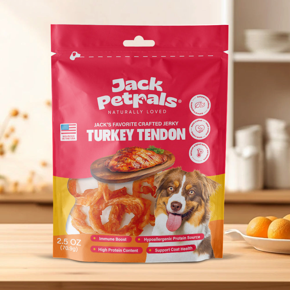 Jack PetPals Handcrafted Jerky Turkey Tendon Dog Treats (2.5oz) - Doot's Pet LLC Collars For A Cause