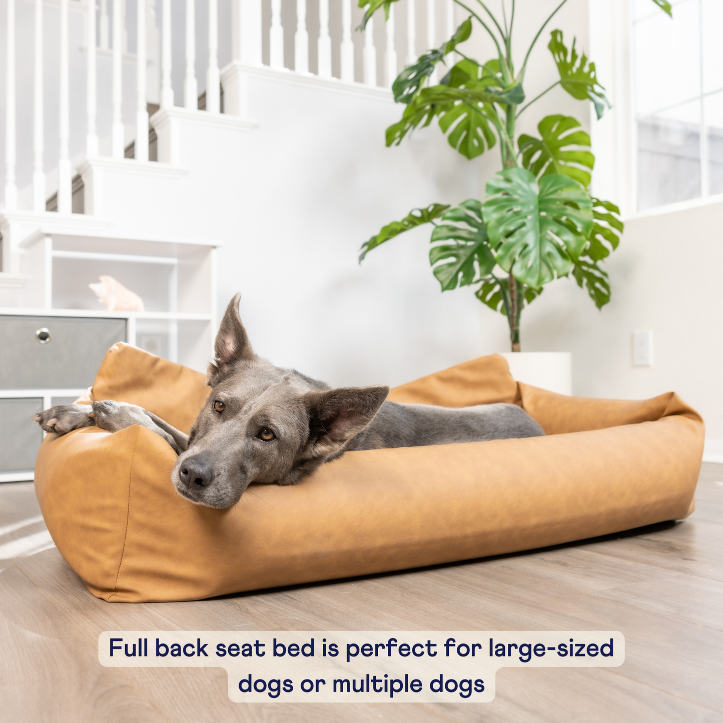 PupProtector™ Faux Leather Memory Foam Dog Car Bed - Camel - Doot's Pet LLC Collars For A Cause