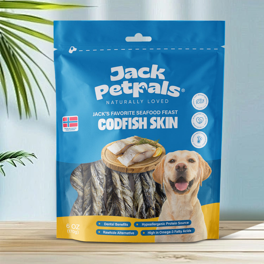 Jack PetPals Seafood Feast Codfish Skin Treat Chews (6oz) - Doot's Pet LLC Collars For A Cause