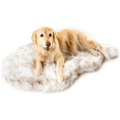 PupRug by Paw.com® Faux Fur Orthopedic Dog Bed - Curve White with Brown Accents - Doot's Pet LLC Collars For A Cause