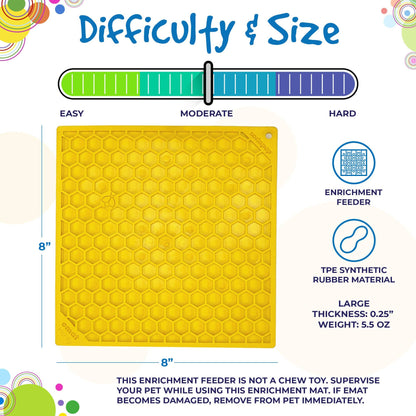 SodaPup - Honeycomb Design Emat Enrichment Licking Mat - Yellow - Larg - Large