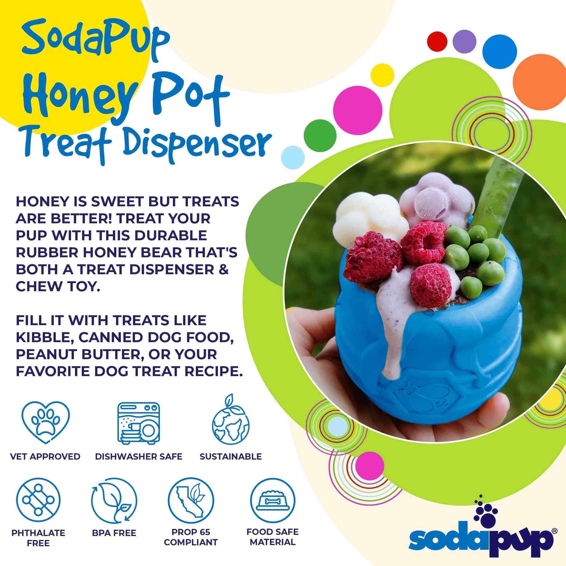 SodaPup - Large PUP-X Honey Pot Treat Dispenser - Pink / Large - Doot's Pet LLC Collars For A Cause