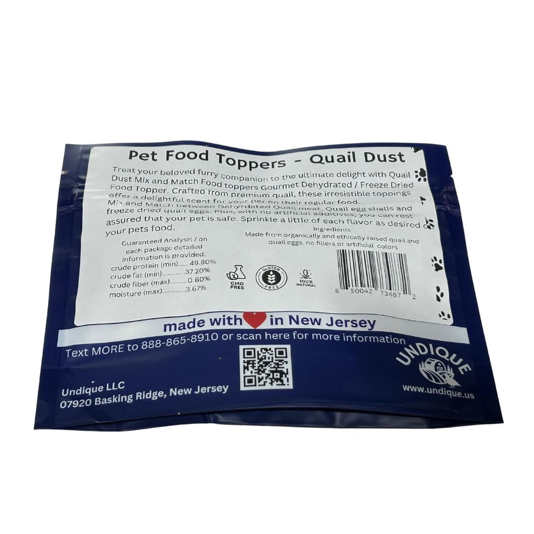 Quail Dust Dog Food Topper & Cat Food Topper - Natural Pet Food Seasoning with Quail Eggshells & Meat & Egg, Rich in Protein, Calcium, Vitamins & Minerals for Enhanced Digestion & Bone Health - Doot's Pet LLC Collars For A Cause