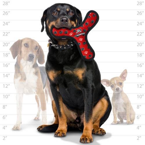 Tuffy Dog Toys - VIP Products - Tuffy Ultimate Boomerang - Red Paw, Squeaky Dog Toy - Doot's Pet LLC Collars For A Cause