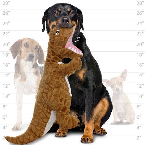 Tuffy Dog Toys - VIP Products - Mighty Dinosaur TRex, Plush, Squeaky Dog Toy - Doot's Pet LLC Collars For A Cause