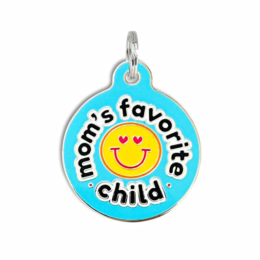 Bad Tags - Dog ID Tag with Personalized QR Code - Mom's Favorite Child  - Engraved QR Code / Large 1.25"