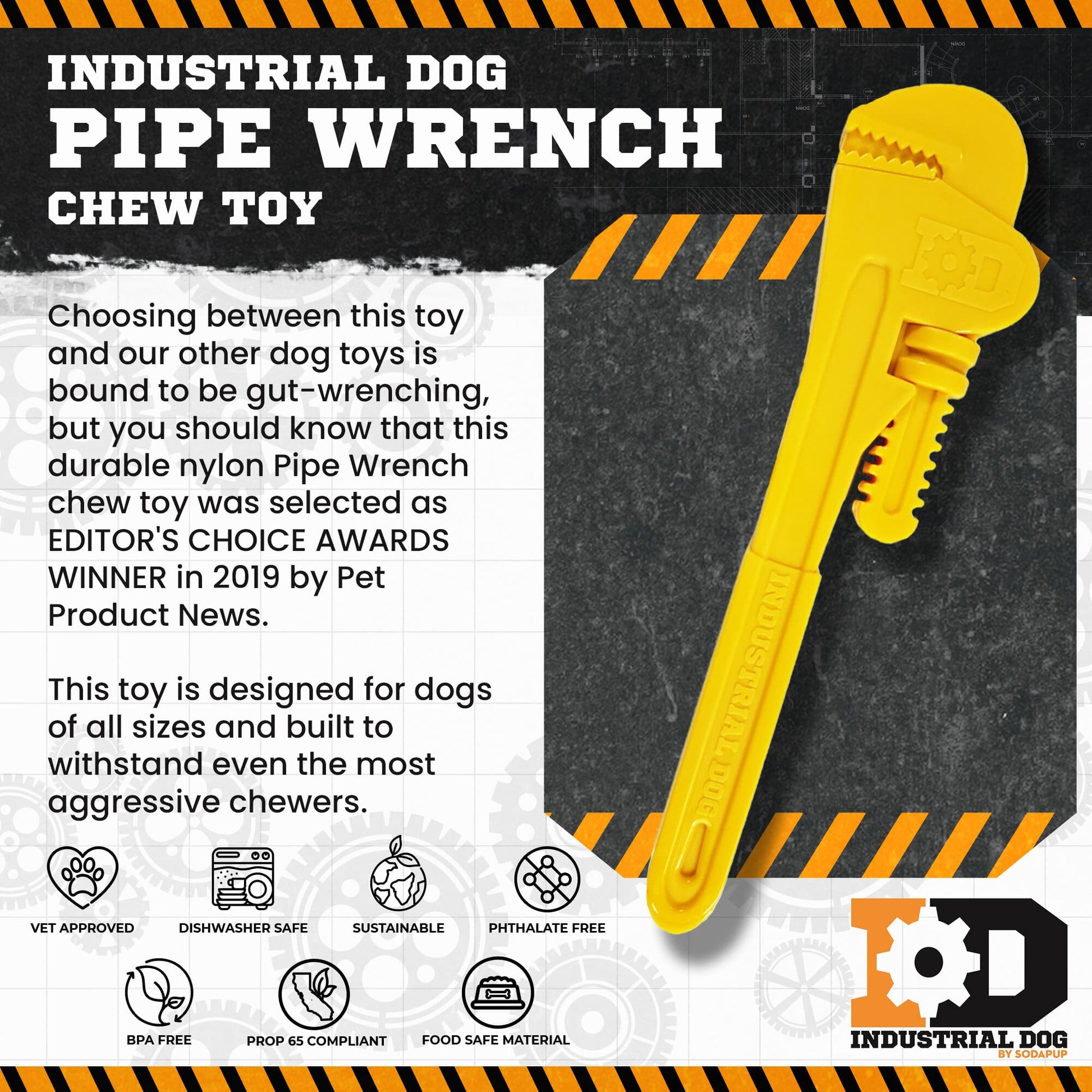 Pipe Wrench Nylon Dog Toy for Aggressive Chewers | USA Made | SodaPup - Doot's Pet LLC Collars For A Cause