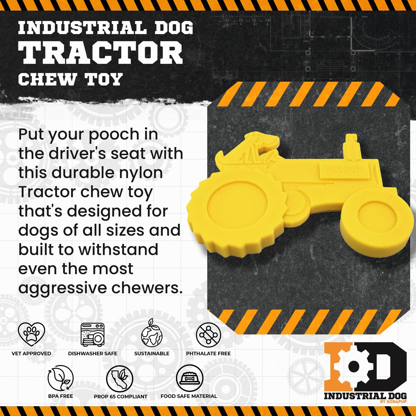 Tractor Nylon Dog Toy for Aggressive Chewers | USA Made | SodaPup - Doot's Pet LLC Collars For A Cause