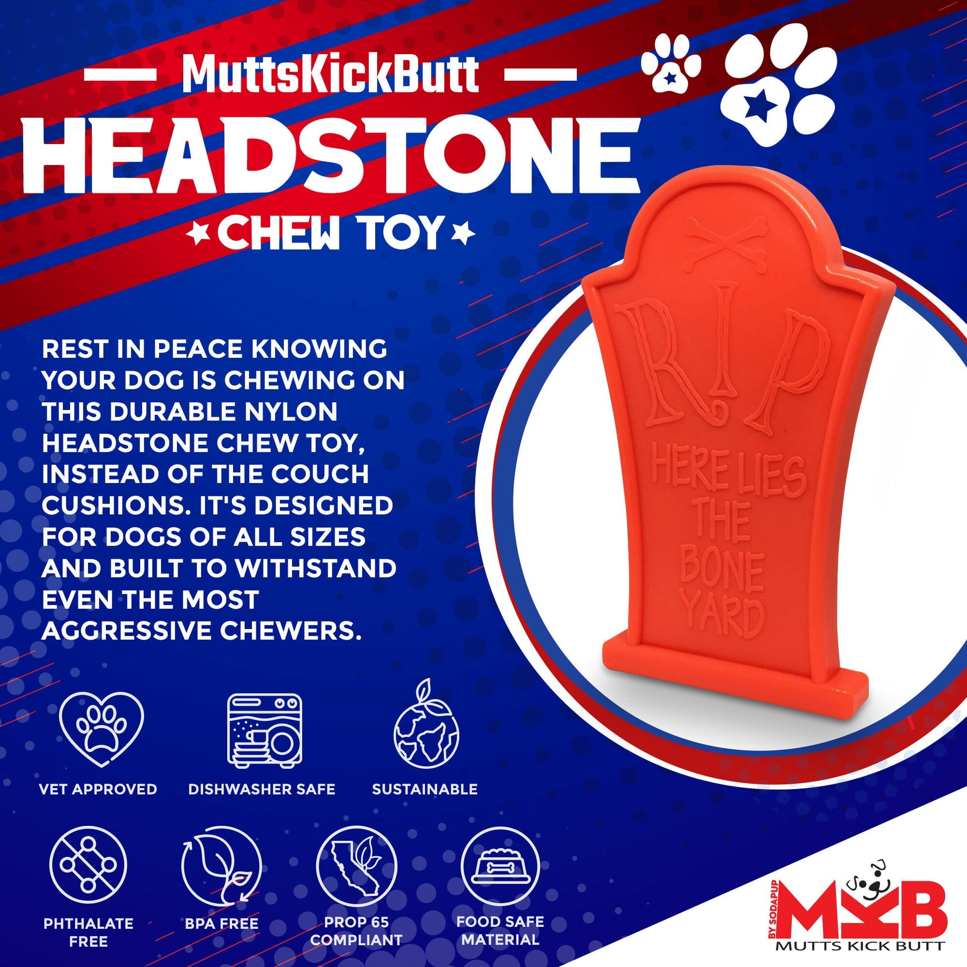 Headstone Ultra Durable Nylon Dog Chew Toy - Doot's Pet LLC Collars For A Cause