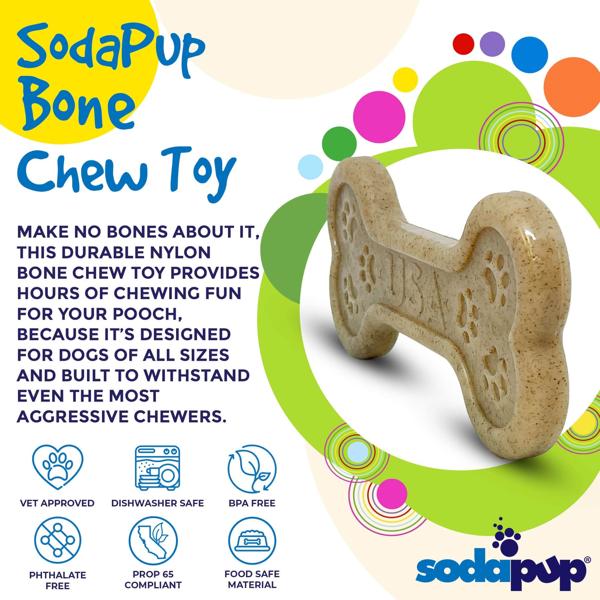 Bone eChew Ultra Durable Nylon Dog Chew Toy for Aggressive Chewers | USA Made - Doot's Pet LLC Collars For A Cause