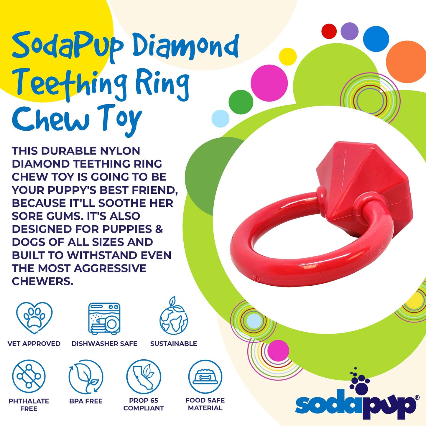 Diamond Ring Nylon Teething Ring for Puppies | Durable & USA Made - Doot's Pet LLC Collars For A Cause