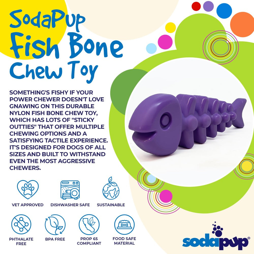 Fish Bone Nylon Dog Toy for Aggressive Chewers | USA Made | SodaPup - Doot's Pet LLC Collars For A Cause