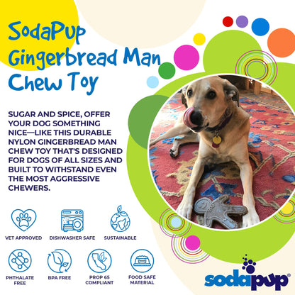 Gingerbread Man Nylon Dog Chew Toy for Aggressive Chewers | USA Made - Doot's Pet LLC Collars For A Cause