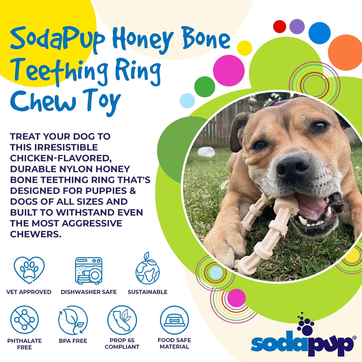 Chicken Flavored Teething Ring for Puppies & Aggressive Chewers | USA Made - Doot's Pet LLC Collars For A Cause