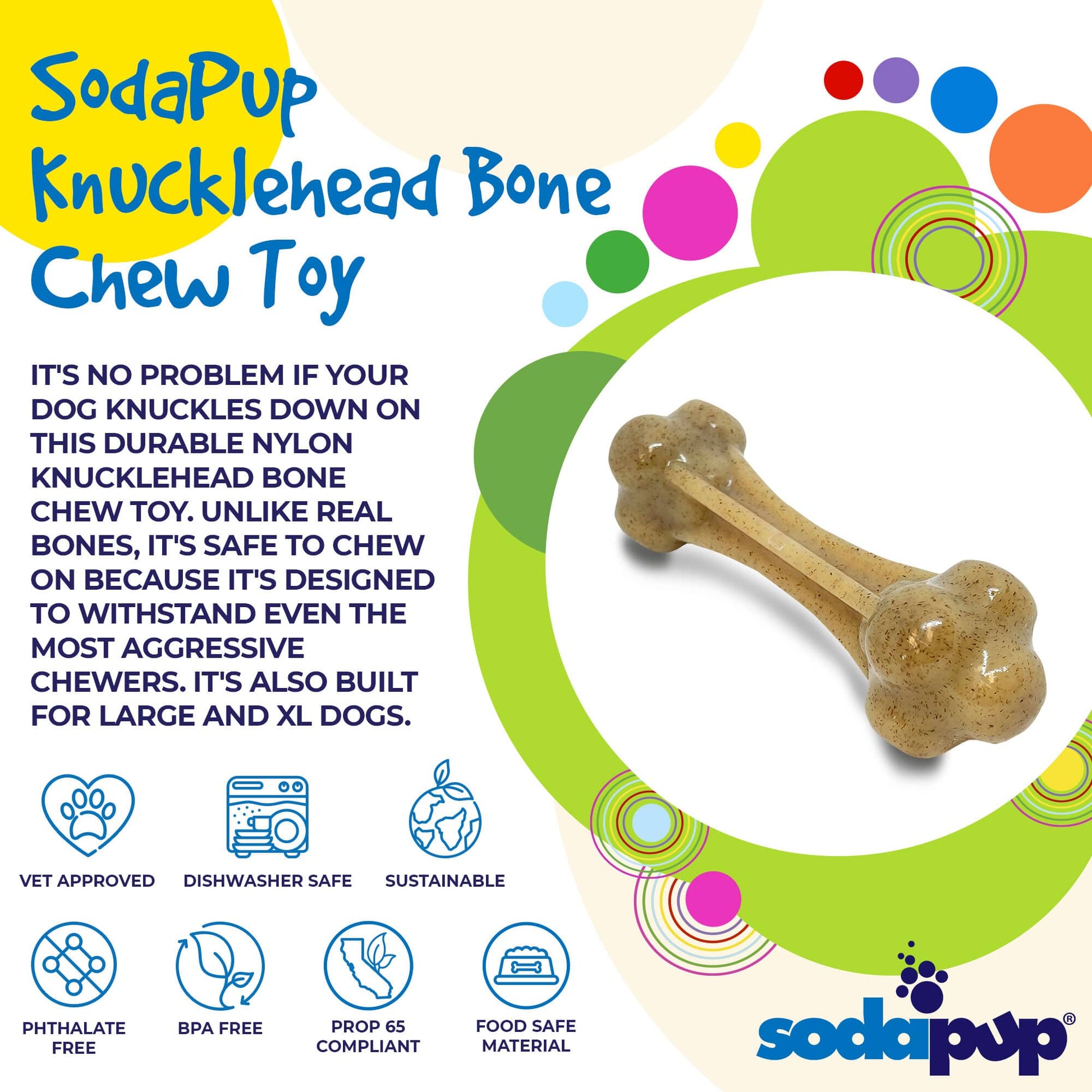 Knuckle Bone Nylon Dog Chew Toy for Aggressive Chewers | Made in USA - Doot's Pet LLC Collars For A Cause