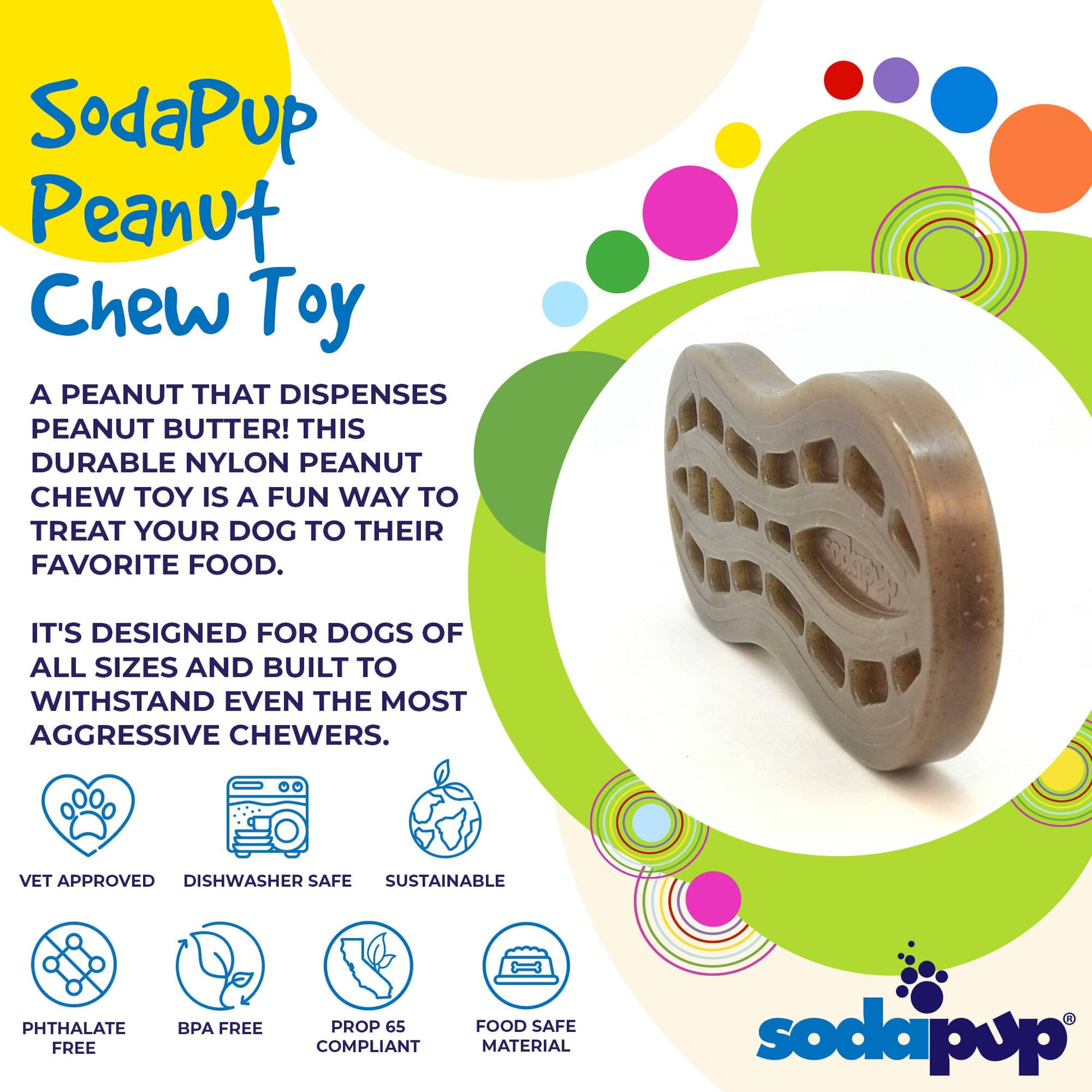 Peanut Nylon Dog Chew Toy | Ultra-Durable for Aggressive Chewers | SodaPup - Doot's Pet LLC Collars For A Cause