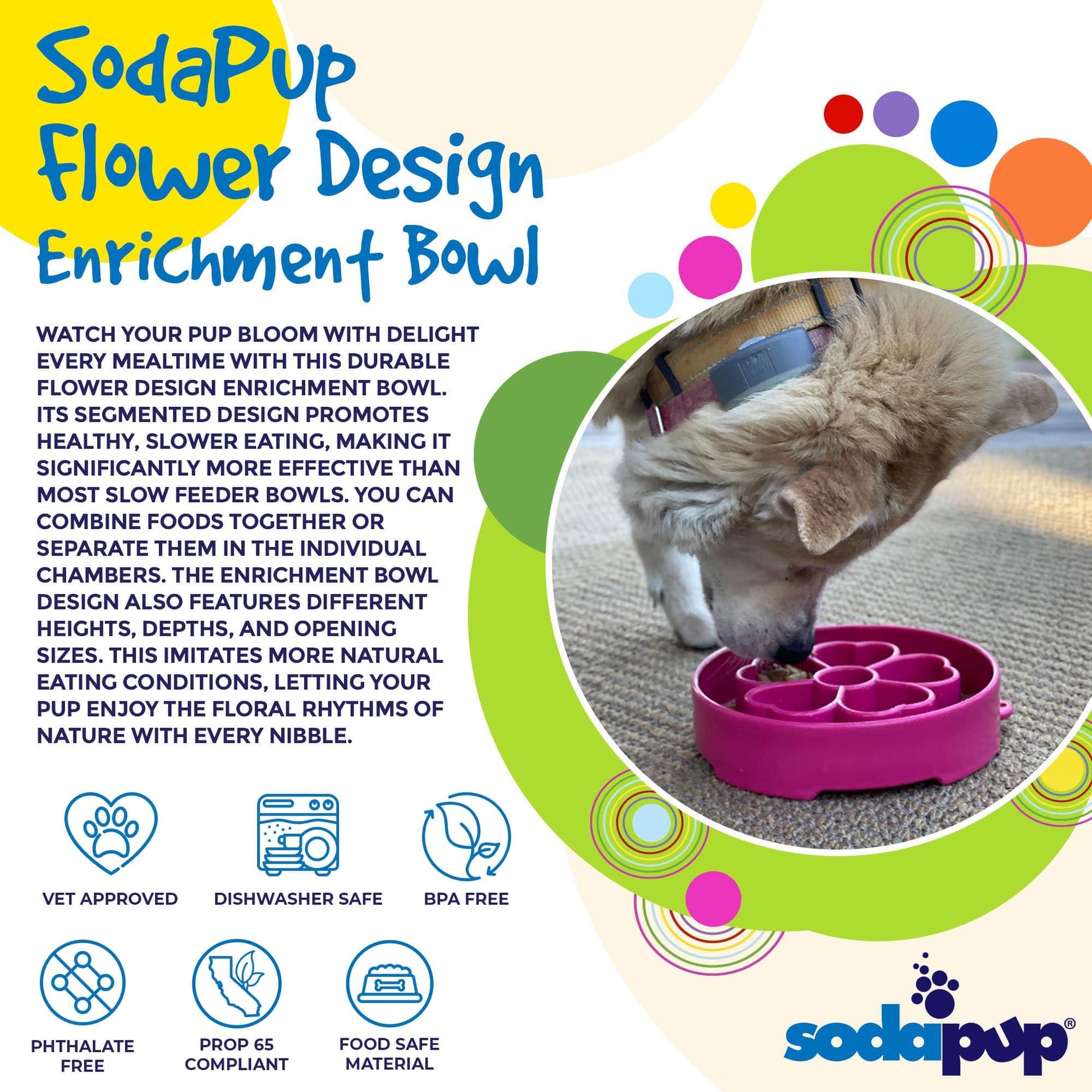 Flower eBowl Deep Slow Feeder Dog Bowl for Enrichment | USA Made - Doot's Pet LLC Collars For A Cause