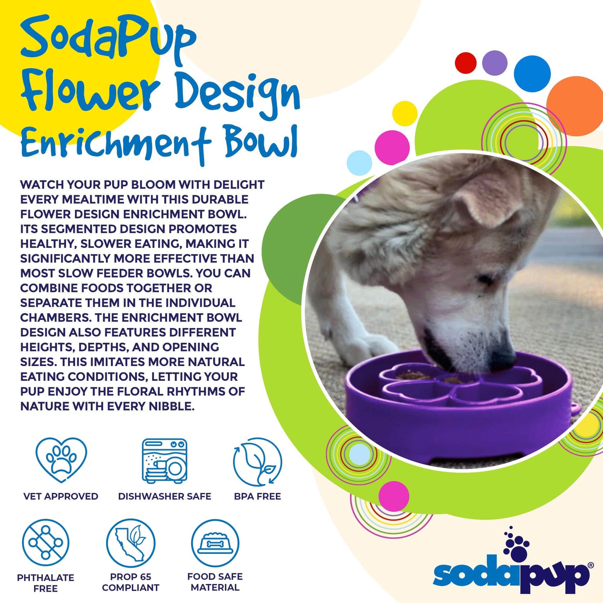 Flower eBowl Deep Slow Feeder Dog Bowl for Enrichment | USA Made - Doot's Pet LLC Collars For A Cause