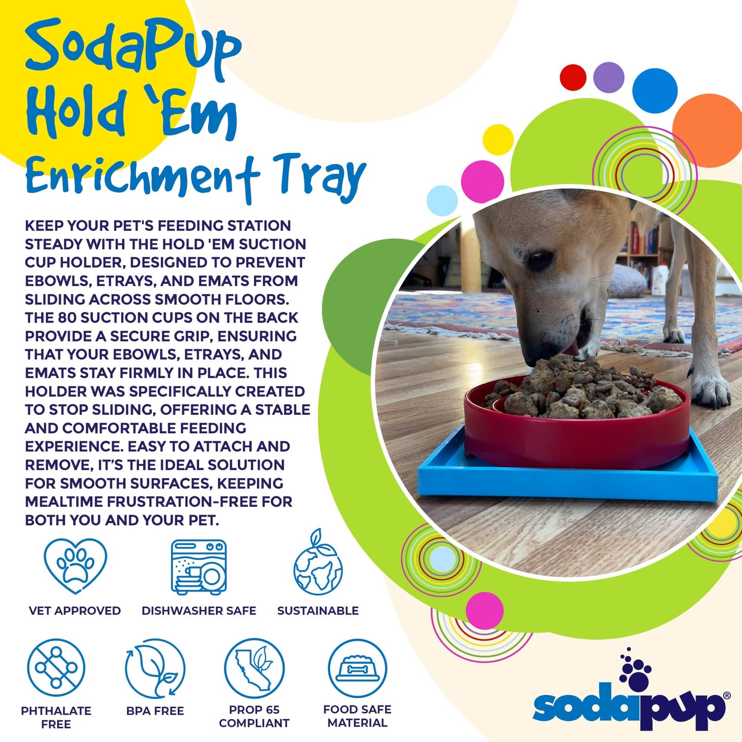 Hold 'em Suction Cup Holder for Dog Bowls & Lick Mats | USA Made - Doot's Pet LLC Collars For A Cause