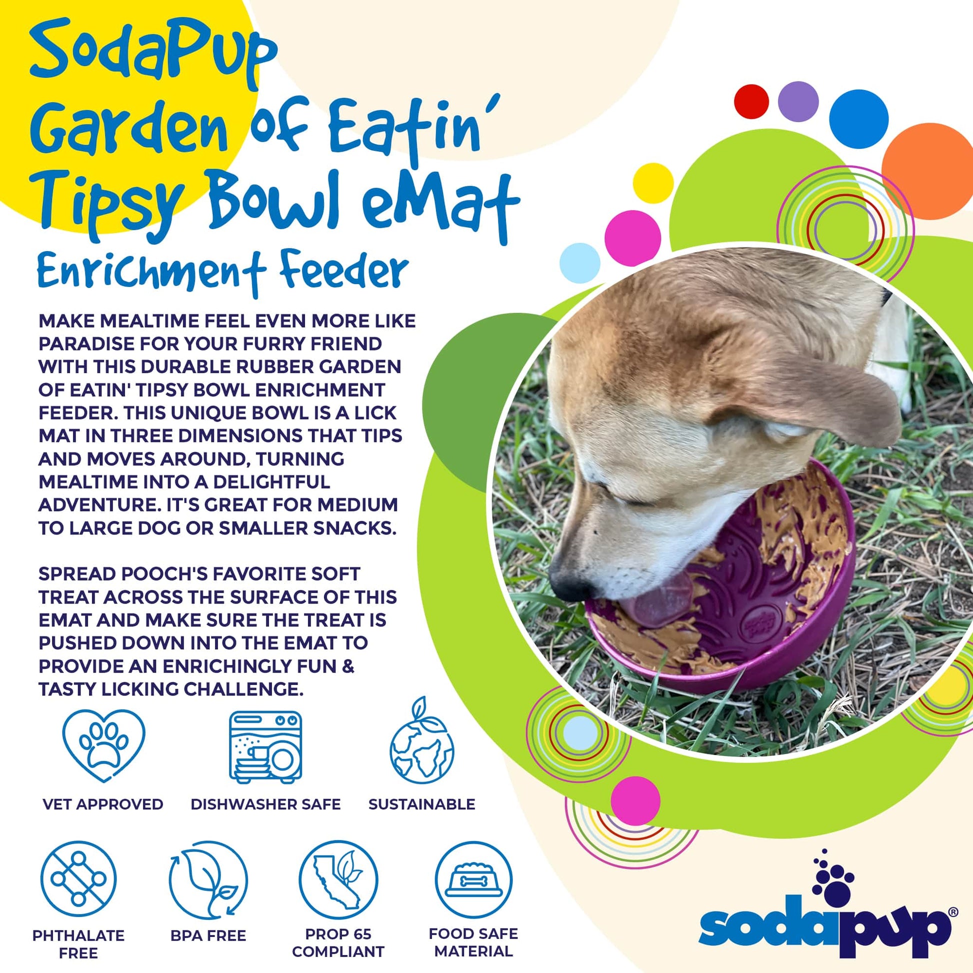 Garden of Eatin' Tipsy Bowl - Wobble Lick Mat for Dogs & Cats | USA Made - Doot's Pet LLC Collars For A Cause