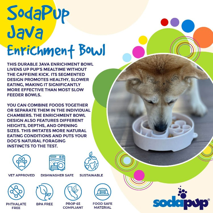 Java eBowl Deep Slow Feeder Dog Bowl for Enrichment | USA Made - Doot's Pet LLC Collars For A Cause