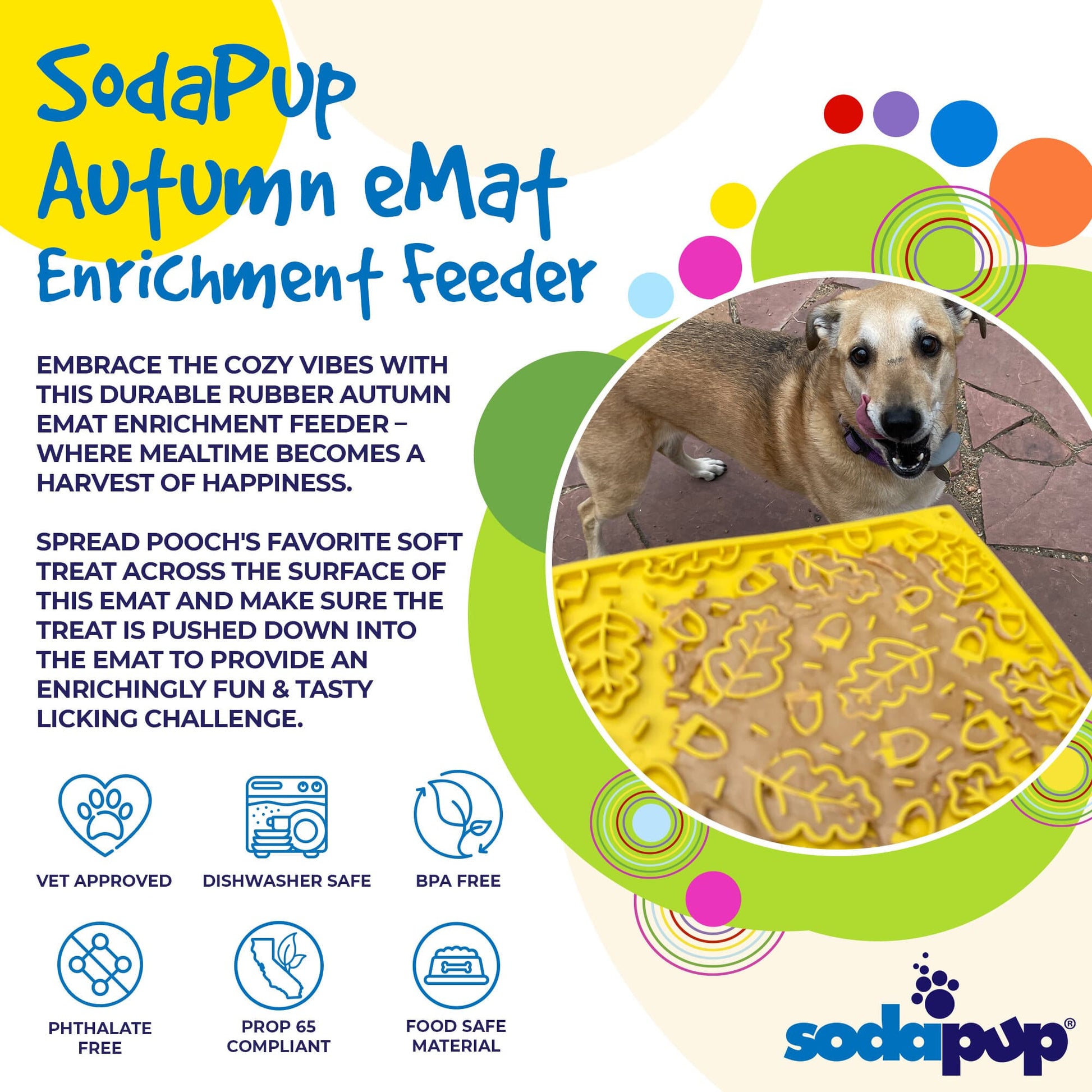 Autumn eMat - Enrichment Lick Mat For Dogs and Cats| Fall Leaves Design | SodaPup - Doot's Pet LLC Collars For A Cause