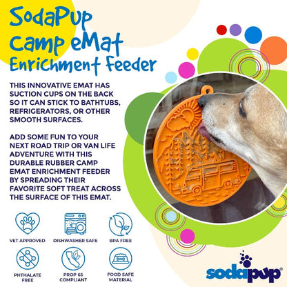 Camp eMat - Enrichment Lick Mat For Dogs and Cats - with Suction Cups | Retro Van Design | USA Made - Doot's Pet LLC Collars For A Cause