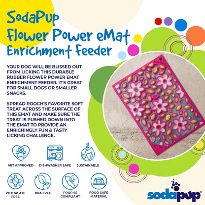 Flower Power emat - Enrichment Lick Mat for Dogs and Cats | Flower Design | USA Made - Doot's Pet LLC Collars For A Cause