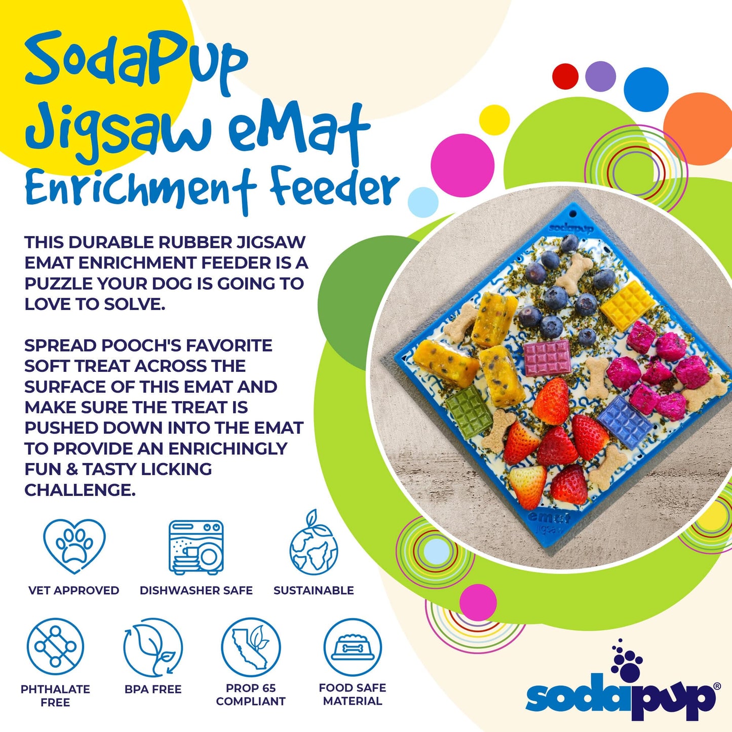 Jigsaw Puzzle eMat - Enrichment Lick Mat for Dogs and Cats | eMat Enrichment Toy for Anxiety Relief | USA Made - Doot's Pet LLC Collars For A Cause
