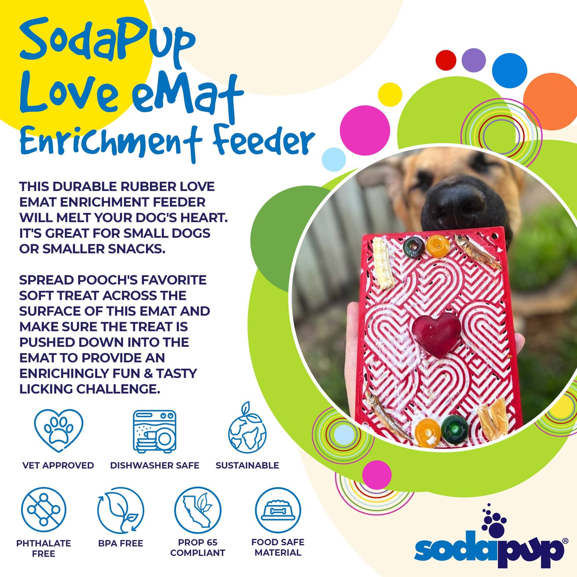 Love eMat - Enrichment Lick Mat for Dogs and Cats| Heart Design | SodaPup - Doot's Pet LLC Collars For A Cause