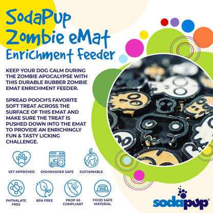 Zombie eMat - Enrichment Lick Mat for Dogs and Cats | Halloween Skull Design | SodaPup - Doot's Pet LLC Collars For A Cause