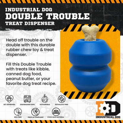 Double Trouble Durable Rubber Chew Toy and Treat Dispenser - Doot's Pet LLC Collars For A Cause