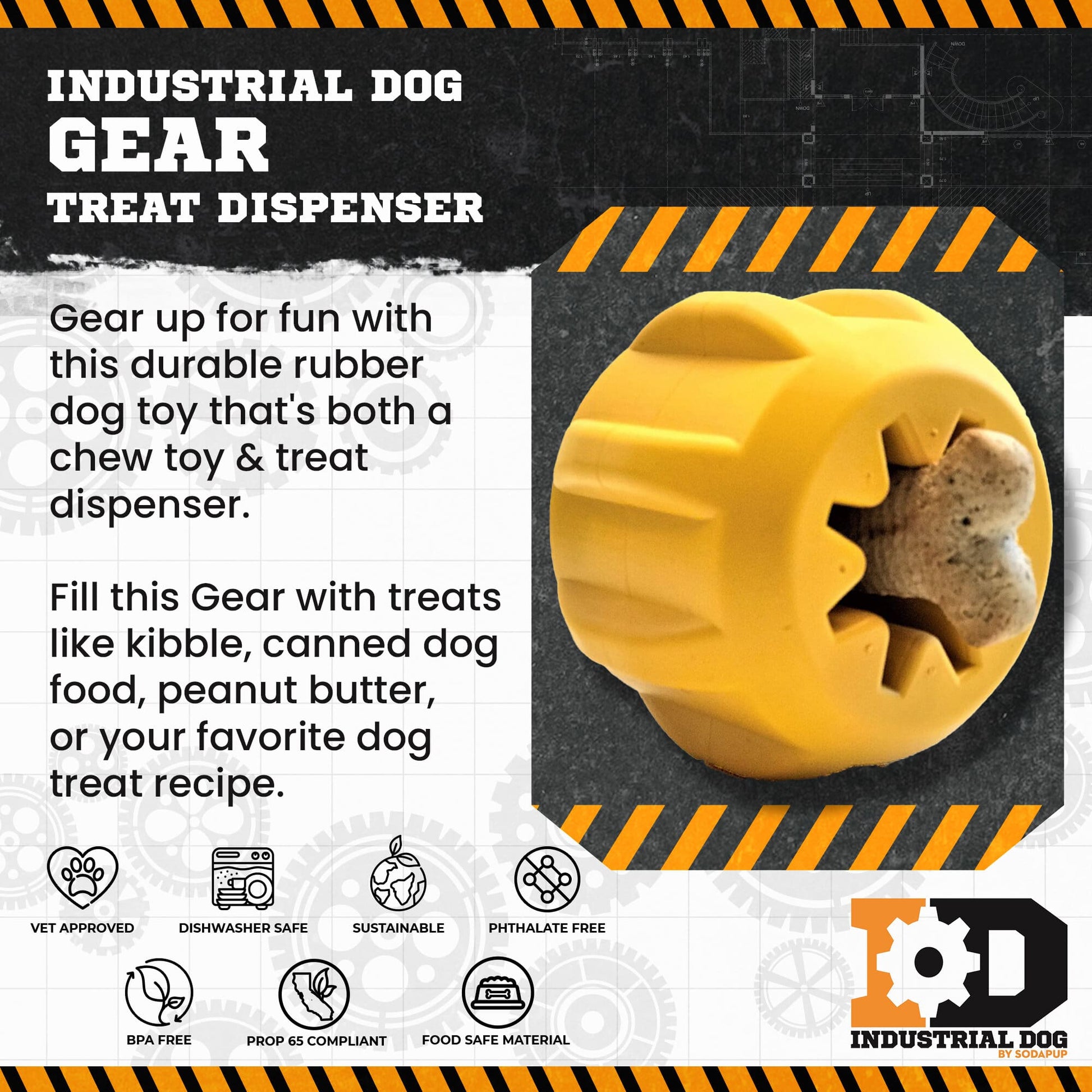 Gear eDispener Durable Rubber Treat Holder and Chew Toy - Doot's Pet LLC Collars For A Cause