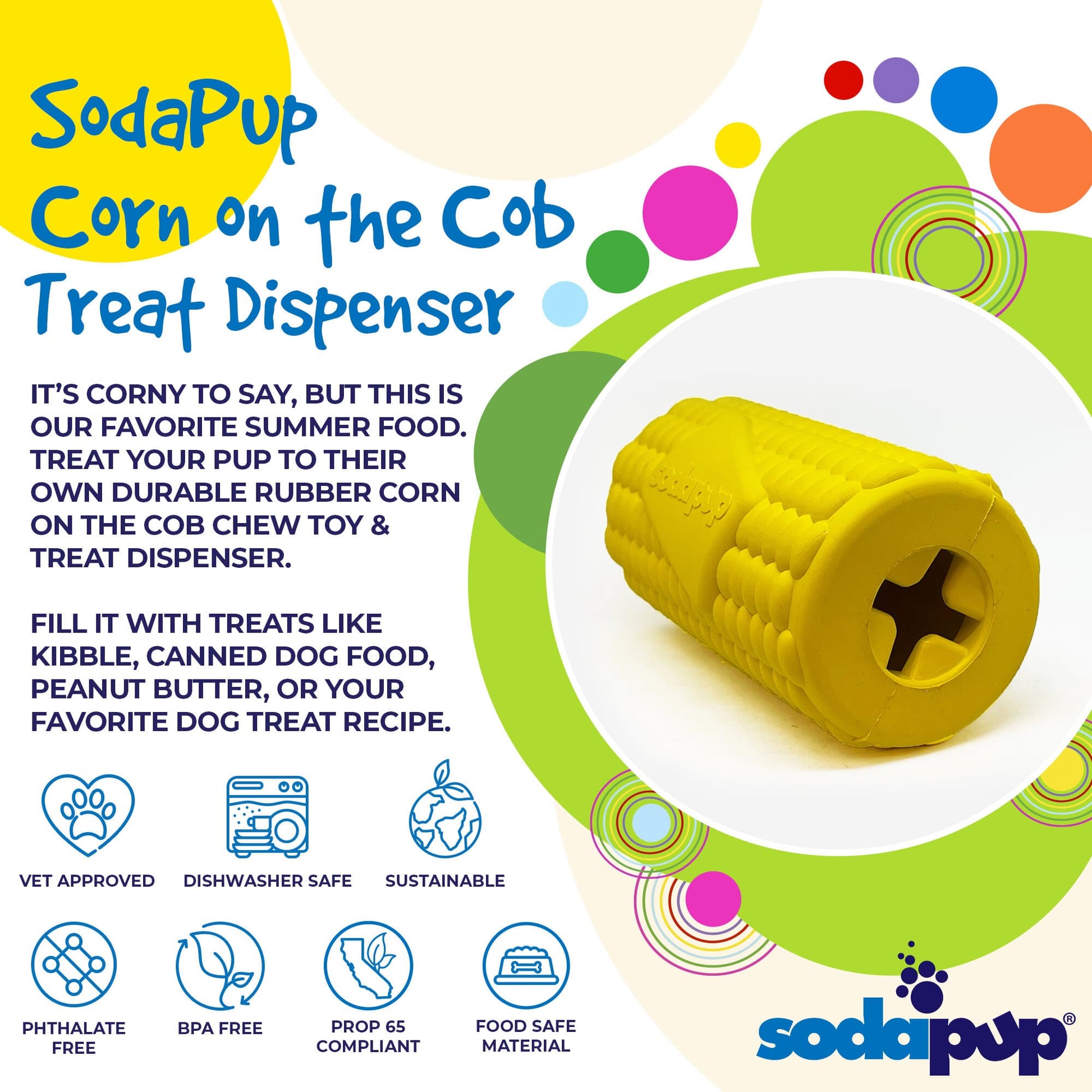 Corn on the Cob eDispenser Durable Rubber Treat Dispenser - Doot's Pet LLC Collars For A Cause